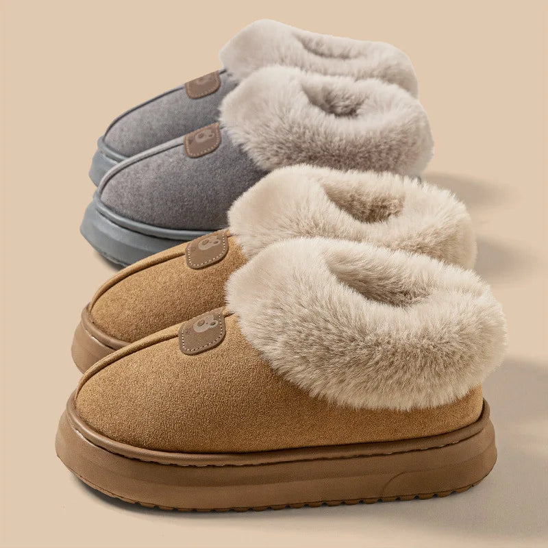Womens Mens Winter Ankle Slippers | Fleece Lined Warm Plush Anti Slip