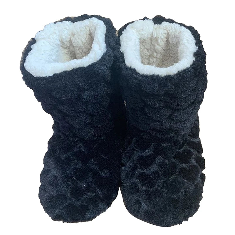 Women men plush slipper boots high tube non-slip indoor winter
