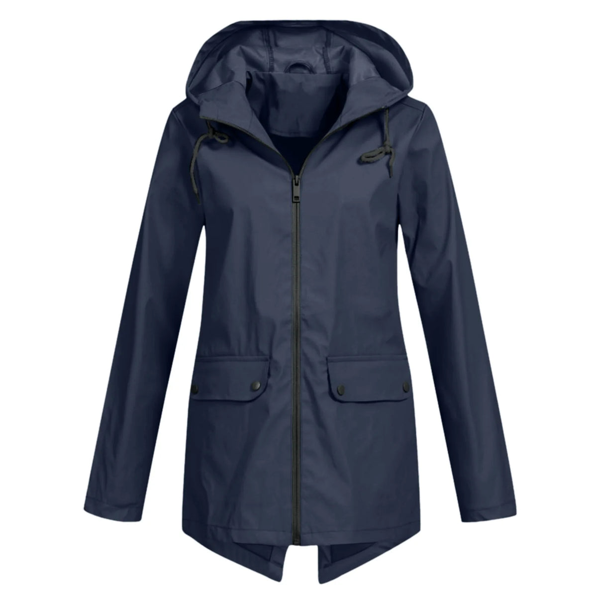 Women waterproof lightweight hooded rain jacket zip-up outdoor