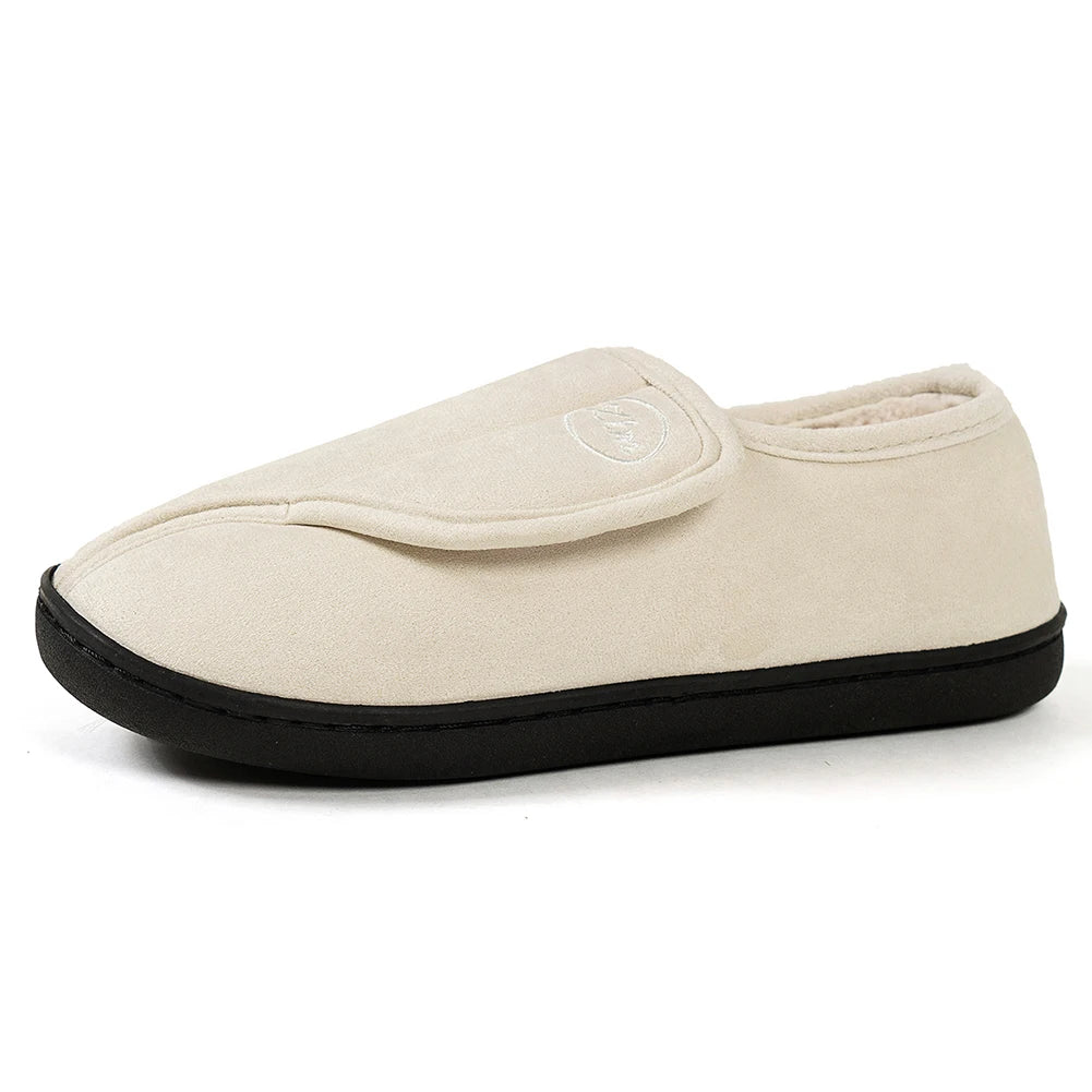 Men's Diabetic Slippers | Wide Fit, Suede Leather | Warm Plush, Non Slip Sole