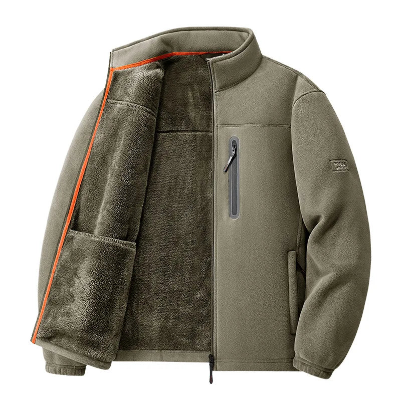 Thermal fleece jacket men thick polar fleece insulated casual winter