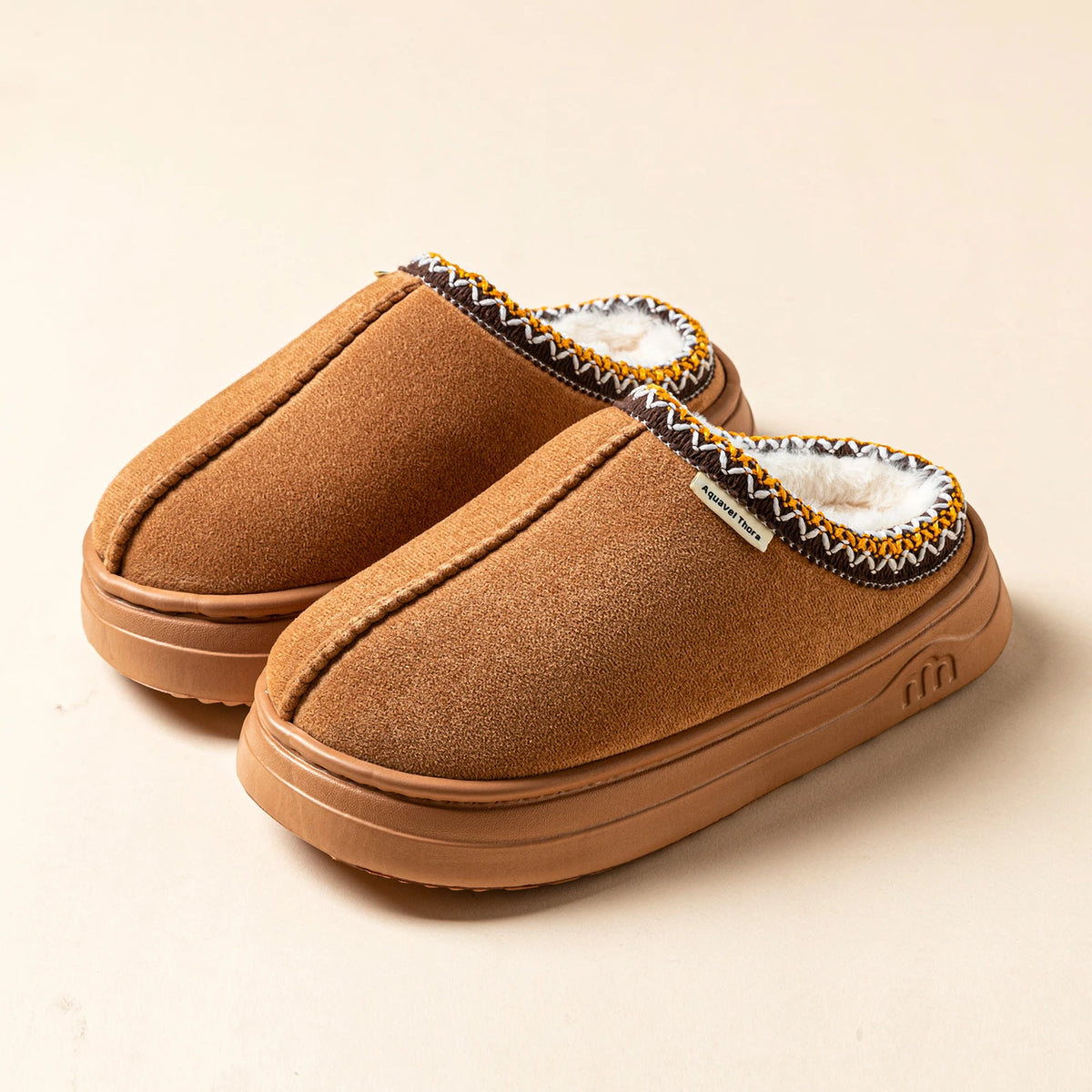 Women plush slipper boots flat anti-slip warm indoor winter