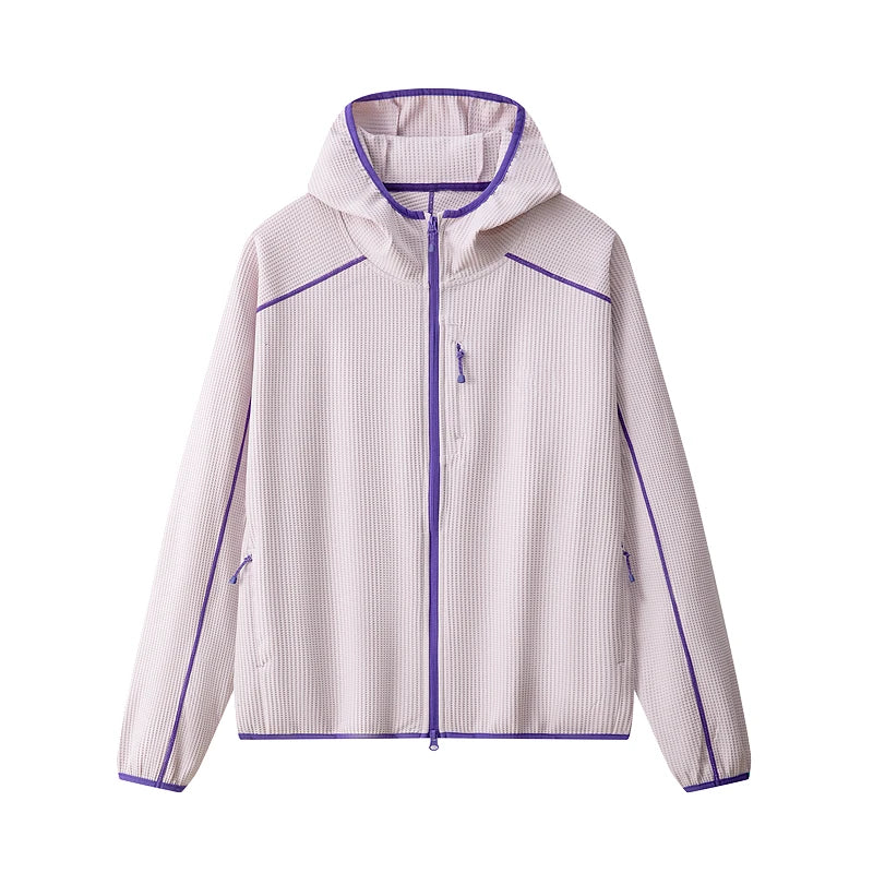 Unisex waffle soft shell jacket high collar full-length zip windproof