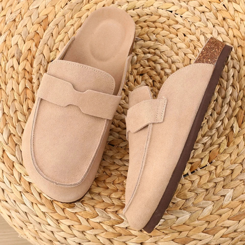 Diabetic Slippers Women | Suede Cork Clogs with Arch Support Non Slip