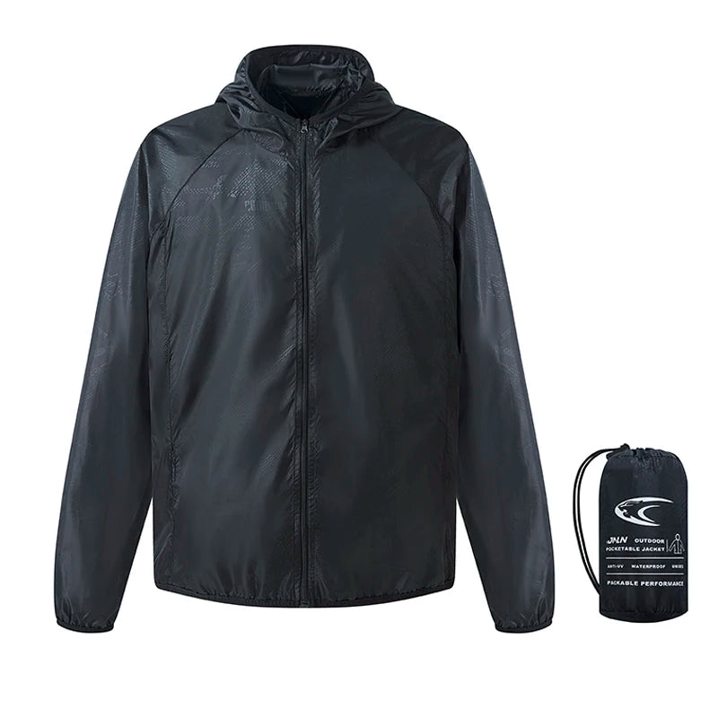Women men lightweight waterproof jacket packable windbreaker with UPF 50 sun protection