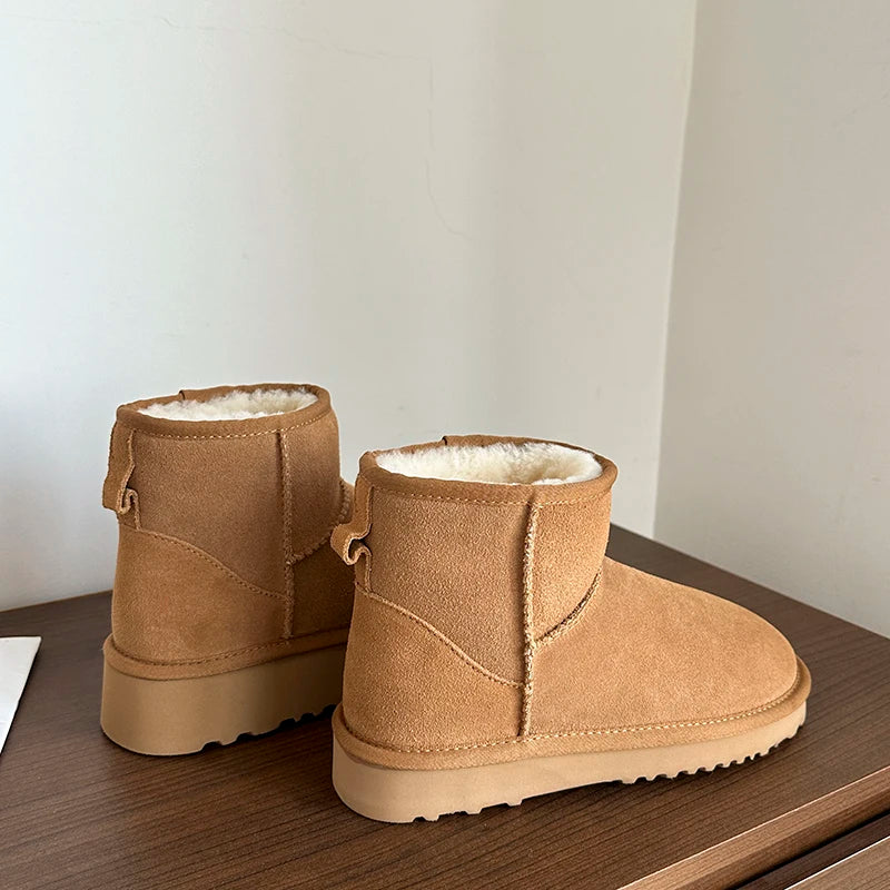 Women's Ankle Boots | Suede, Wool Lined | Winter Platform, Round Toe