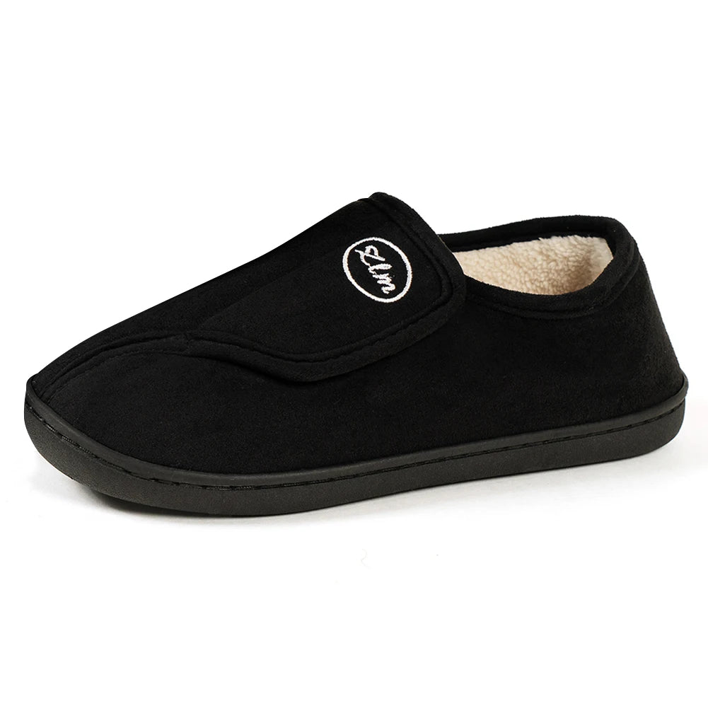 Men's Diabetic Slippers | Wide Fit, Suede Leather | Warm Plush, Non Slip Sole