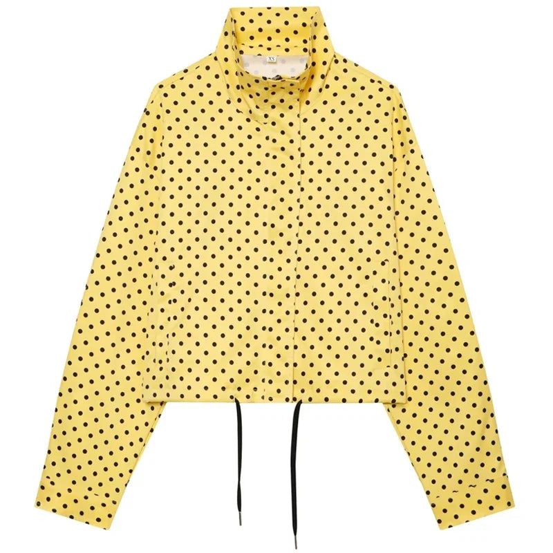 Women's Bomber Jacket | Polka Dot, Oversized | Long Sleeve Spring Coat
