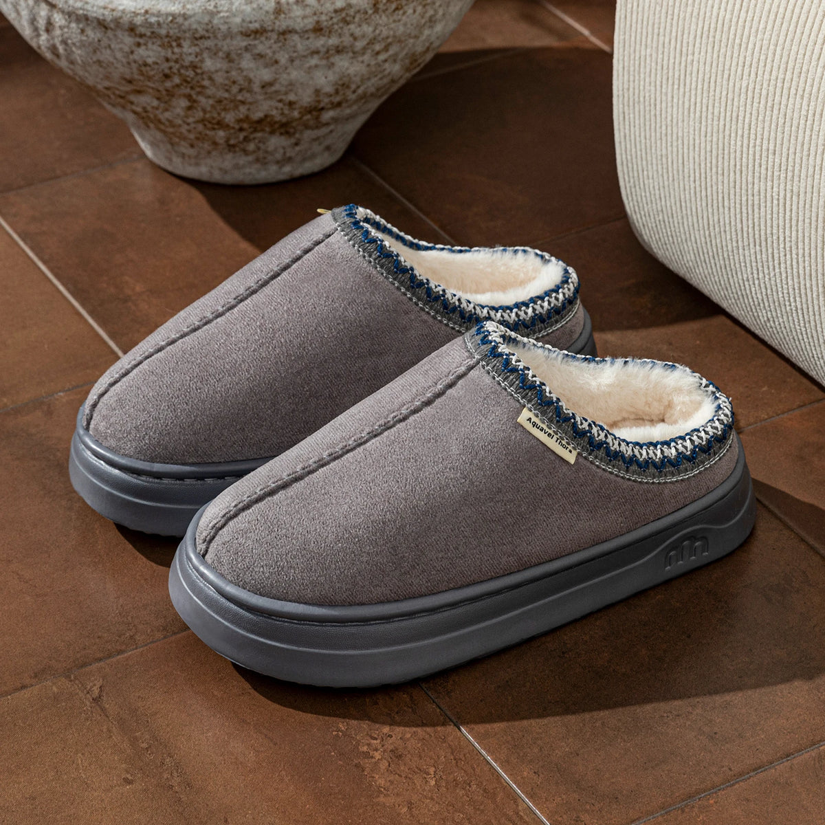 Women plush slipper boots flat anti-slip warm indoor winter