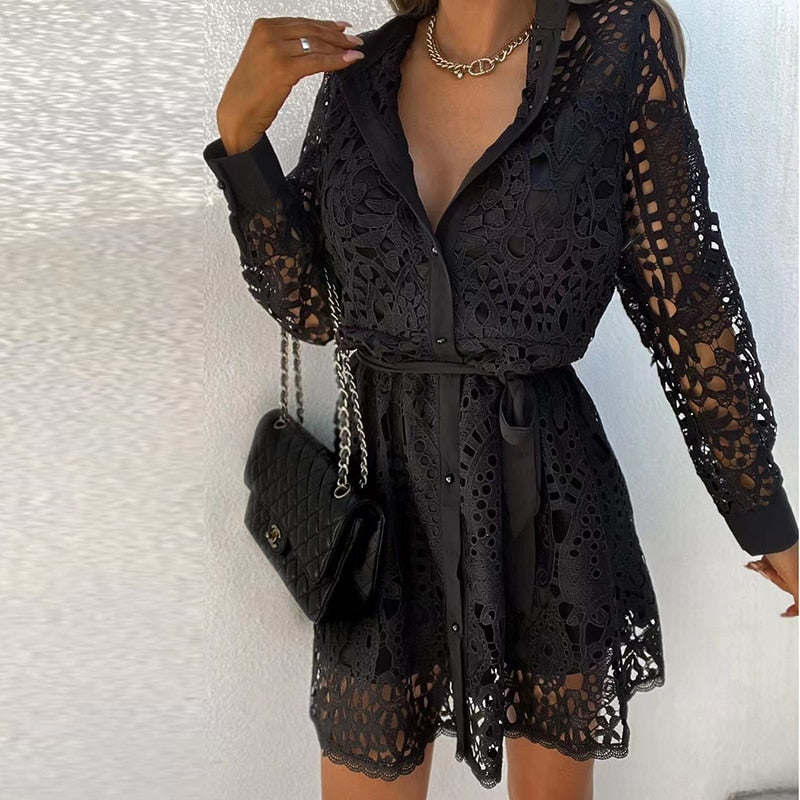 Lace Dress | Elegant long sleeve dress | Slim fit, evening wear