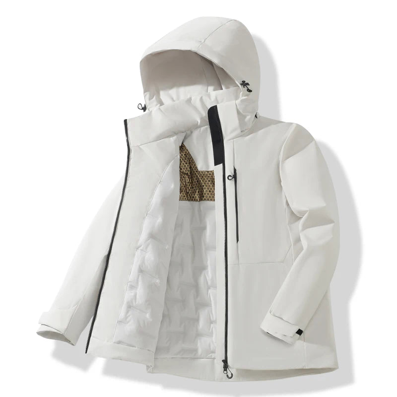 Unisex waterproof fleece lined jacket with windproof thermal lining and hood