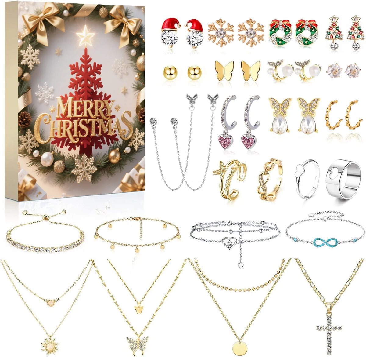 Jewelry Advent Calendar 24 Days Christmas Countdown Womens Set