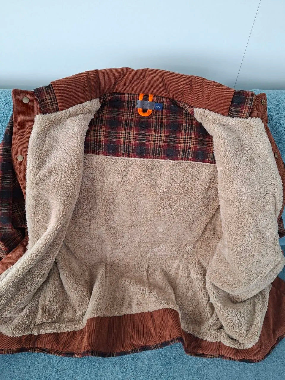 Men plaid casual shirt jacket long sleeve cotton blend, autumn style