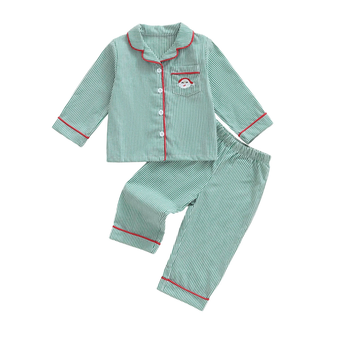 Kids Christmas Pyjamas | Striped Long Sleeve Top, 2 Piece Festive Set