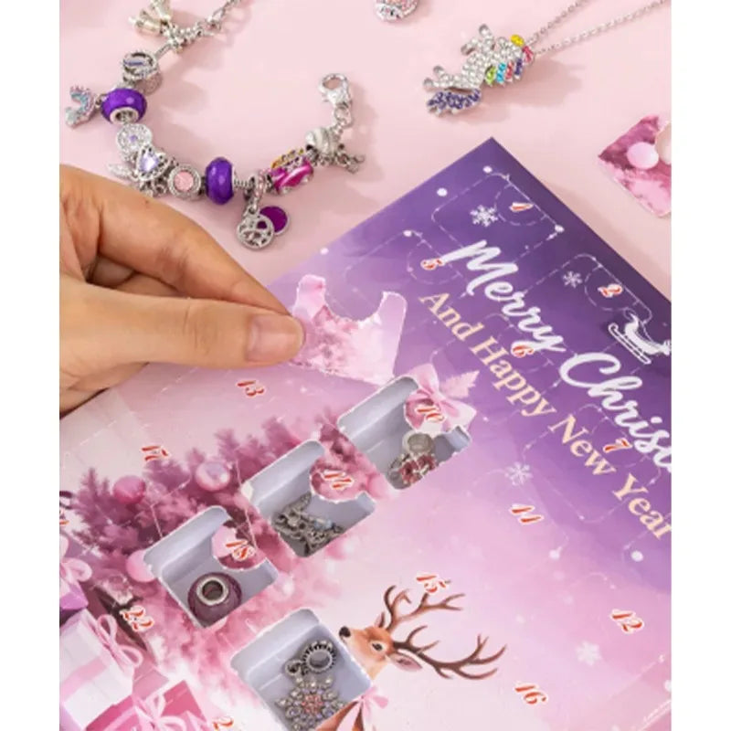 Charm Bracelet Advent Calendar Christmas Jewelry DIY Gift Box 24 Days