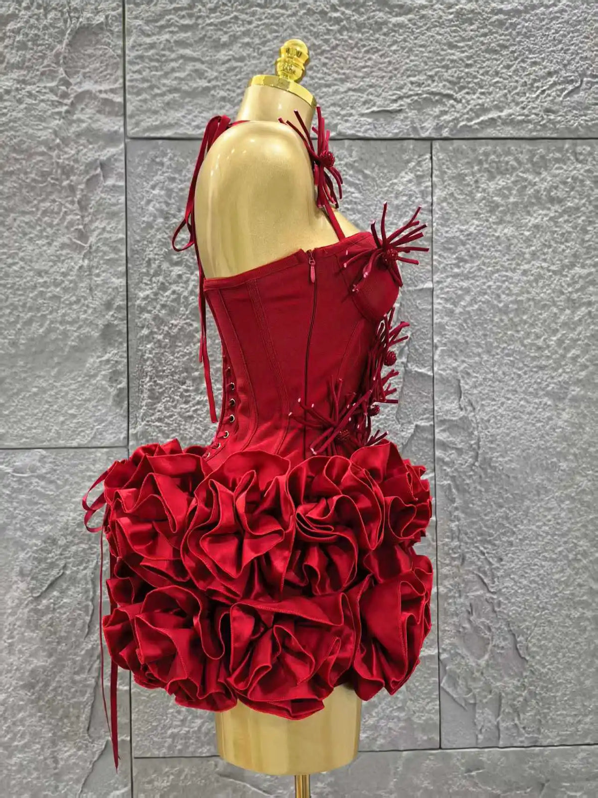 Christmas Party Dress | Women's Strapless Mini Dress, Mermaid Style, Bandage