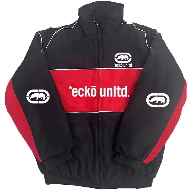 Men's Winter Jacket | Retro Hip Hop Style, Graphic Print | Padded Stand Collar
