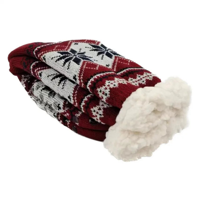 Slipper Socks | Men’s Fluffy Thermal, Warm Crew | Non Slip Snowflake