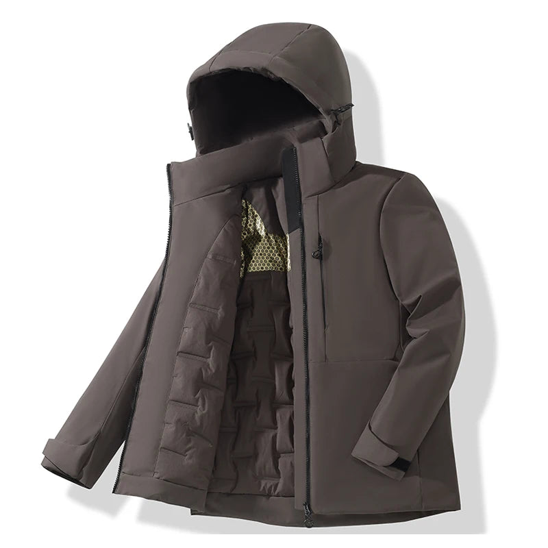Women waterproof fleece jacket windproof thermal with hood and full-length zip