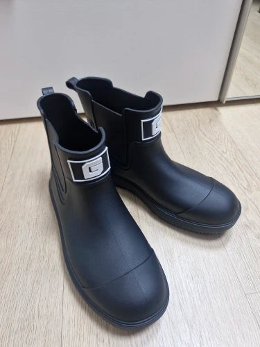 Men ankle rain boots slip on waterproof wellies non-slip outsole