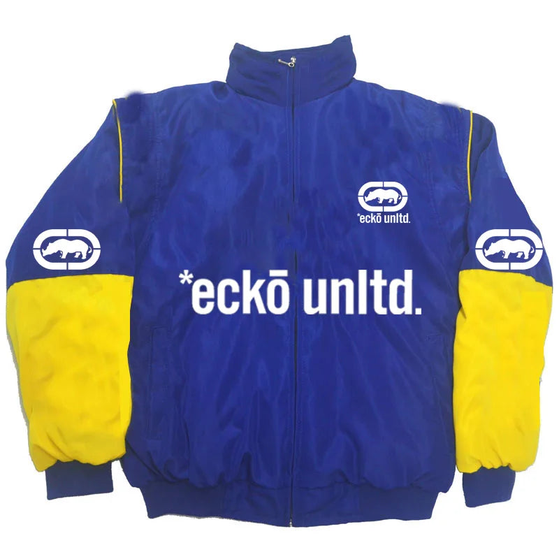 Men's Winter Jacket | Retro Hip Hop Style, Graphic Print | Padded Stand Collar