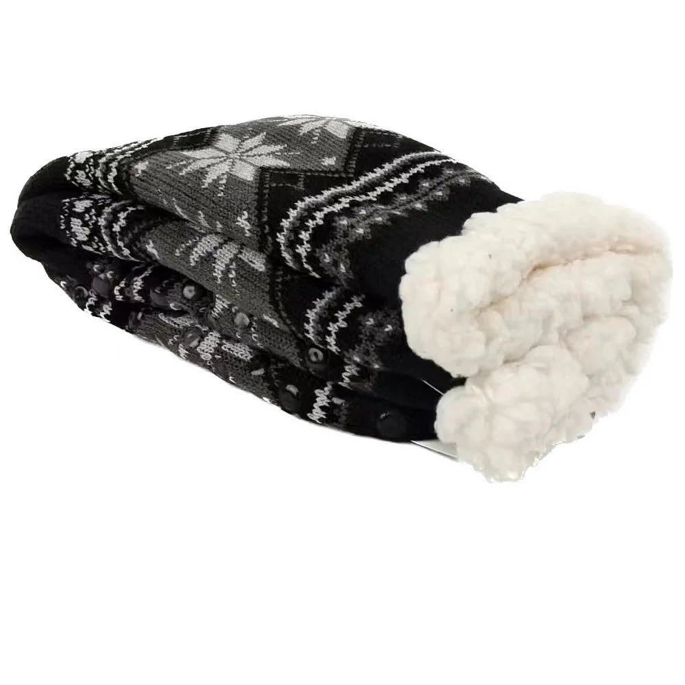 Slipper Socks | Men’s Fluffy Thermal, Warm Crew | Non Slip Snowflake