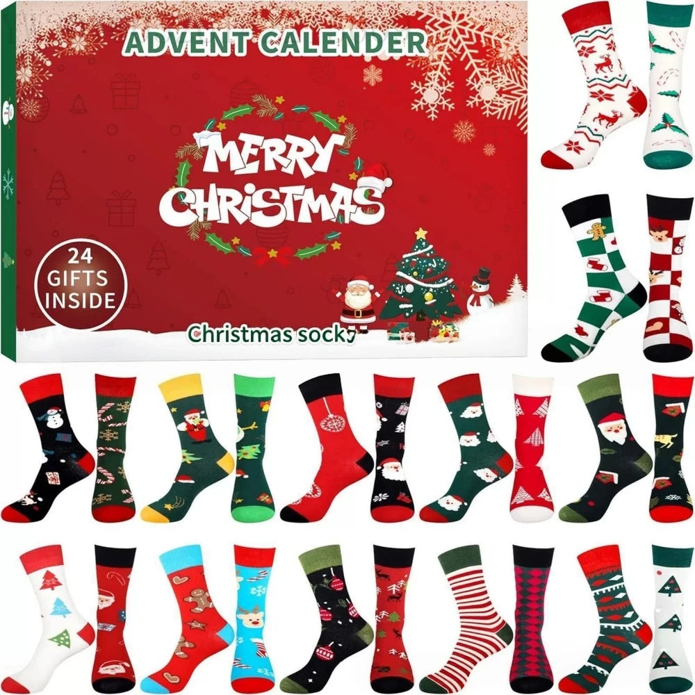 Sock Advent Calendar 24 Pairs Christmas Socks Long Short Gift Box