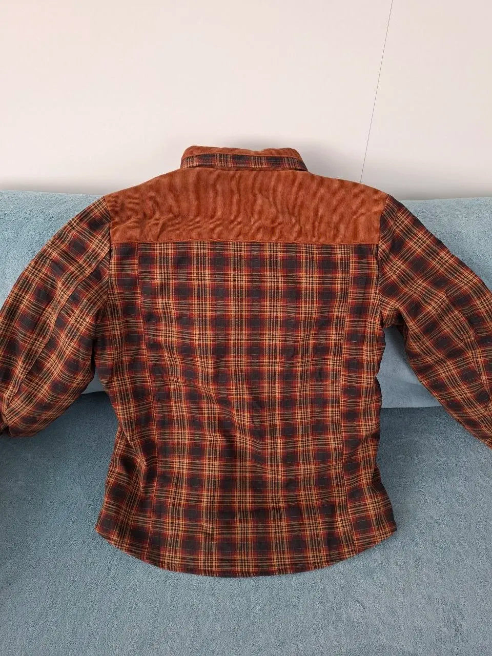 Men plaid casual shirt jacket long sleeve cotton blend, autumn style