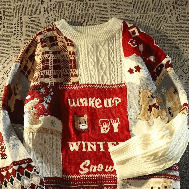 Christmas Jumper | Unisex Loose Fit, Cable Knit Pullover, Festive Sweater
