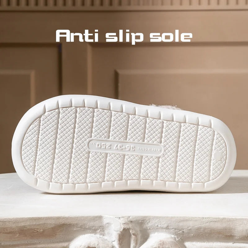 Unisex slipper boots quilted plush lined with non-slip platform sole