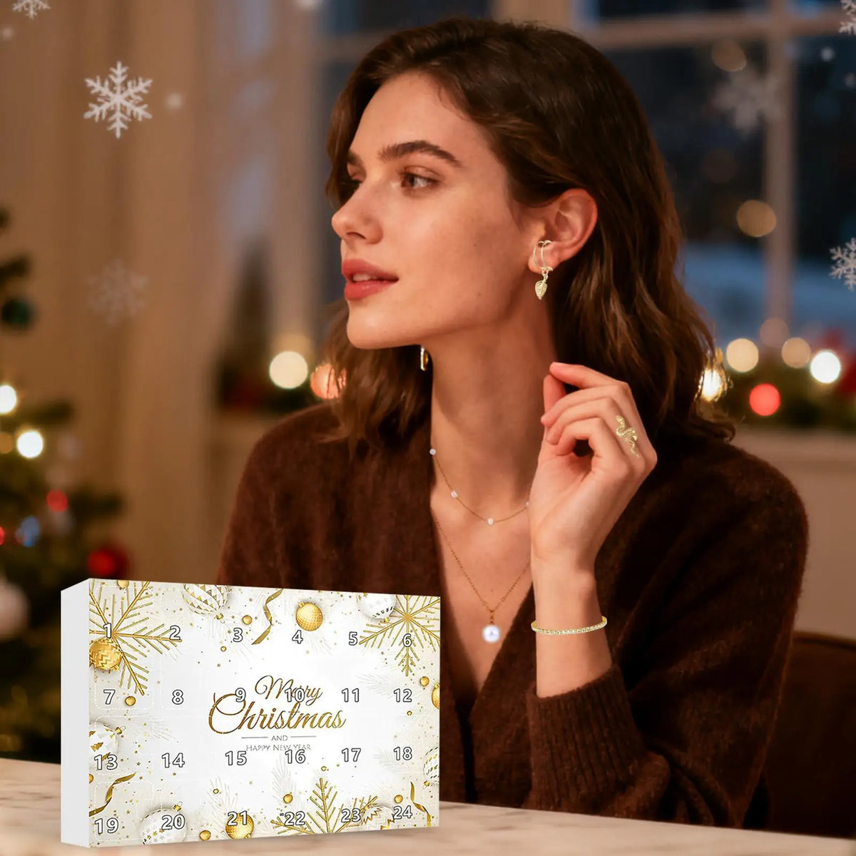 Jewelry Advent Calendar Gold Necklace Earring Bracelet 24 Days Women