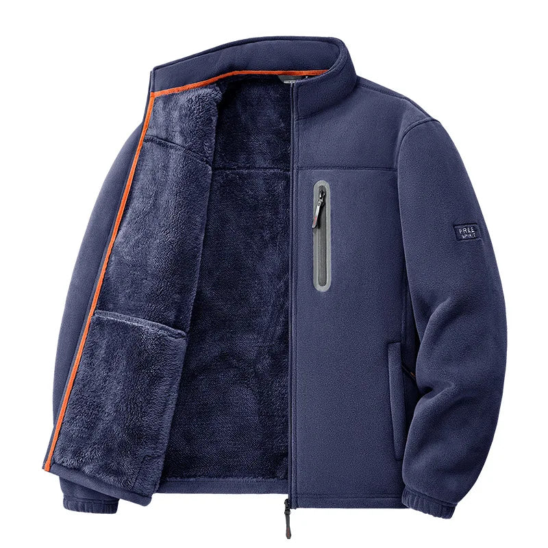 Thermal fleece jacket men thick polar fleece insulated casual winter