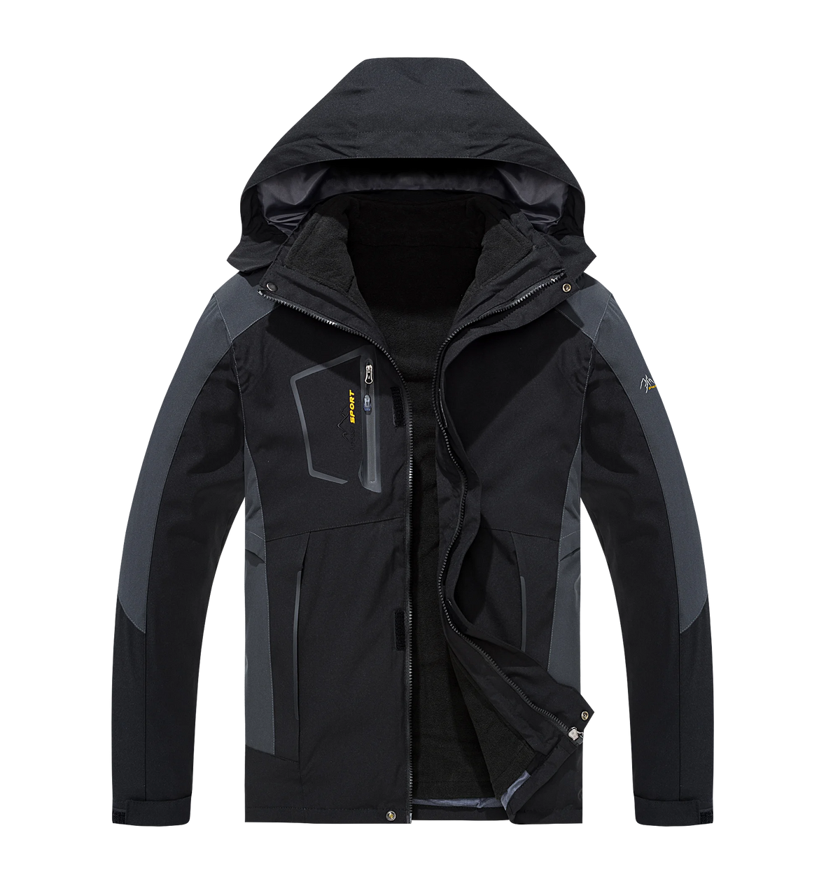 Womens 3 in 1 waterproof jacket fleece lined with hood, plus size windproof