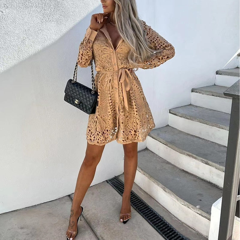 Lace Dress | Elegant long sleeve dress | Slim fit, evening wear