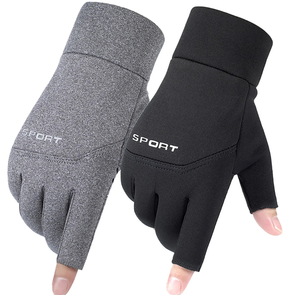 Fishing Gloves | Two Finger Cut, Touchscreen Compatible | Anti Slip Cycling Grip