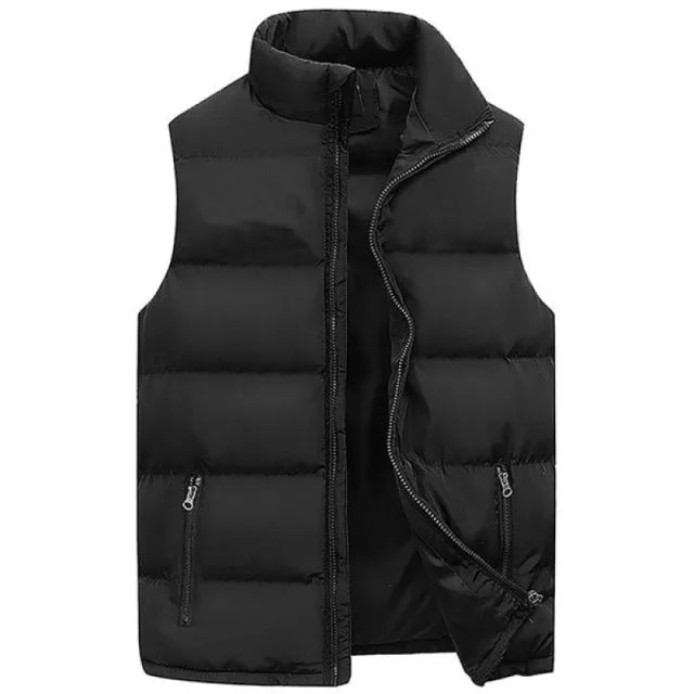 Mens stand collar vest jacket sleeveless cotton, thick winter warm