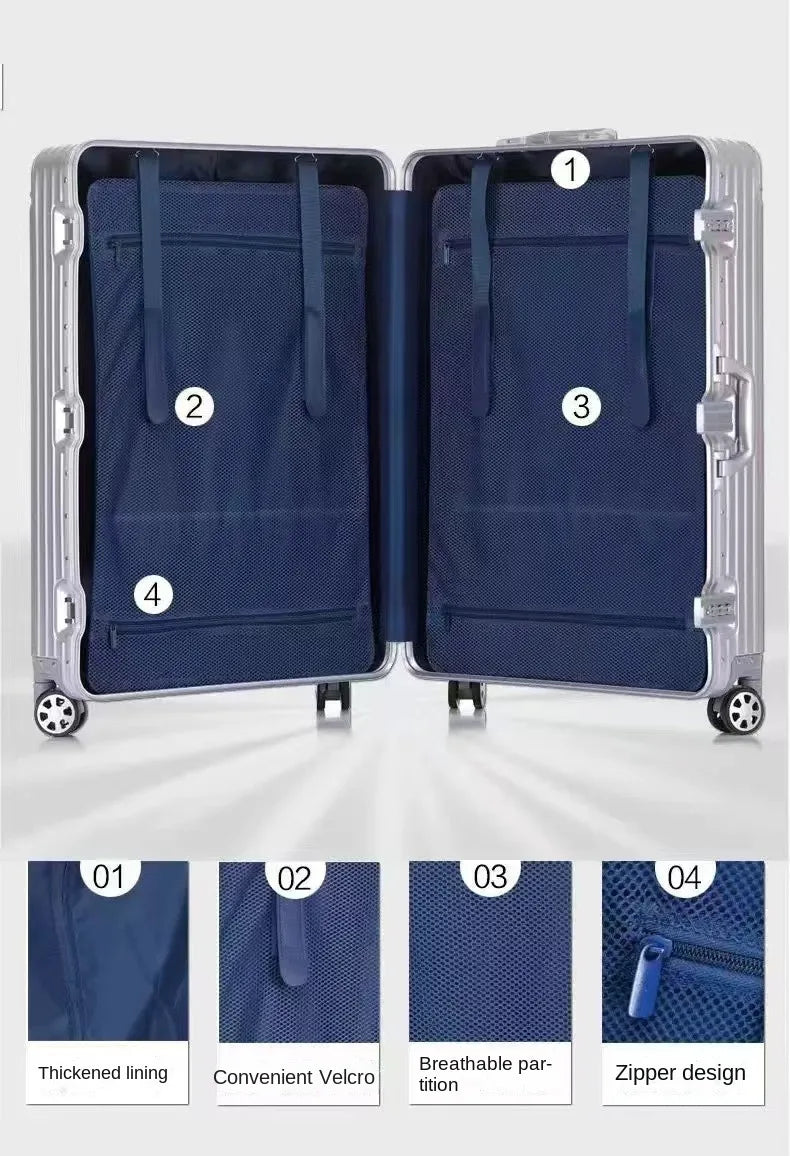 Aluminum-magnesium travel suitcase | Hard shell, TSA lock | 360° wheels