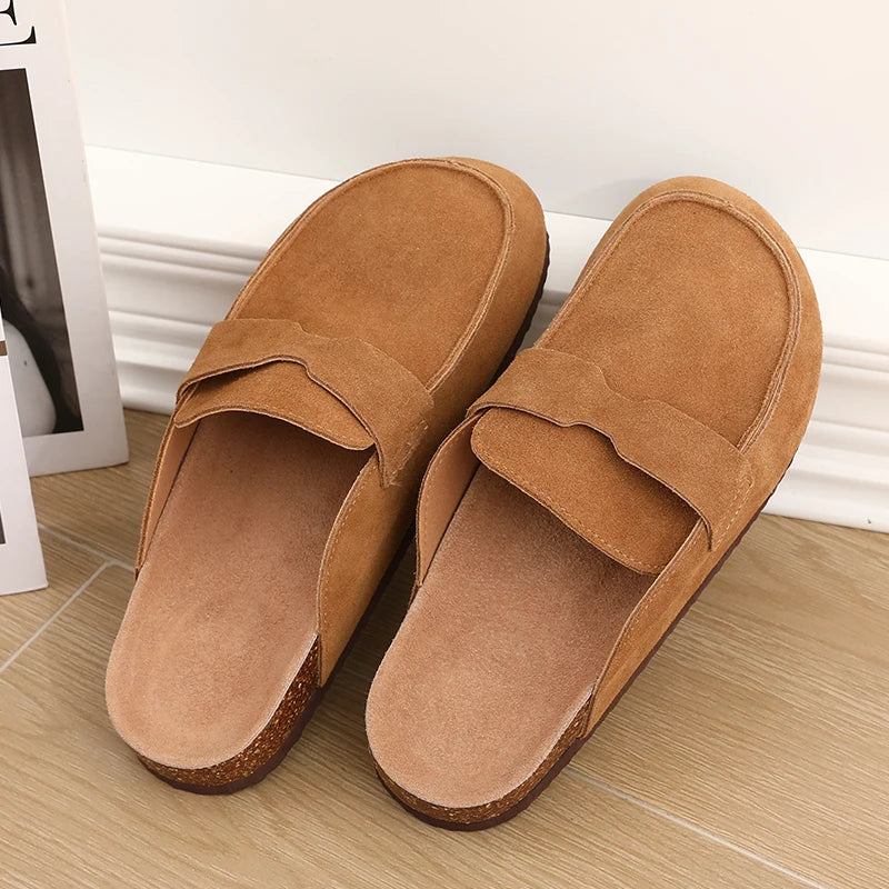 Diabetic Slippers Women | Suede Cork Clogs with Arch Support Non Slip