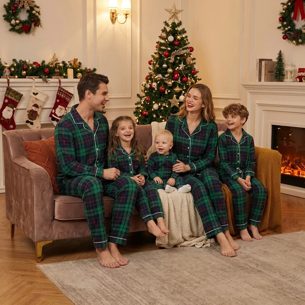 Christmas Pyjamas | Family Matching Plaid, 2 Piece Sets for Adults and Kids
