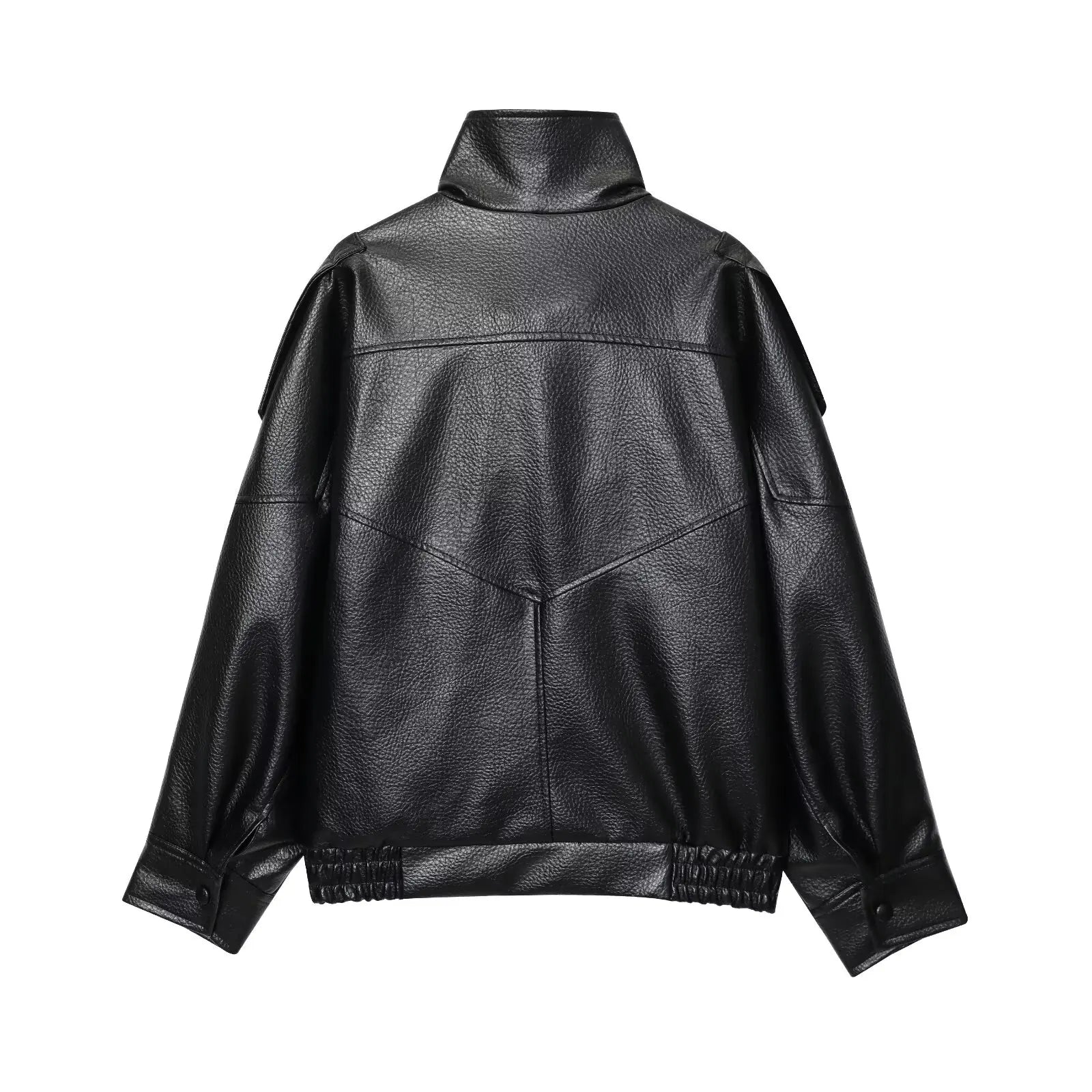 Women's Leather Jacket | Long Sleeve, Oversized | Black, Brown, Wine