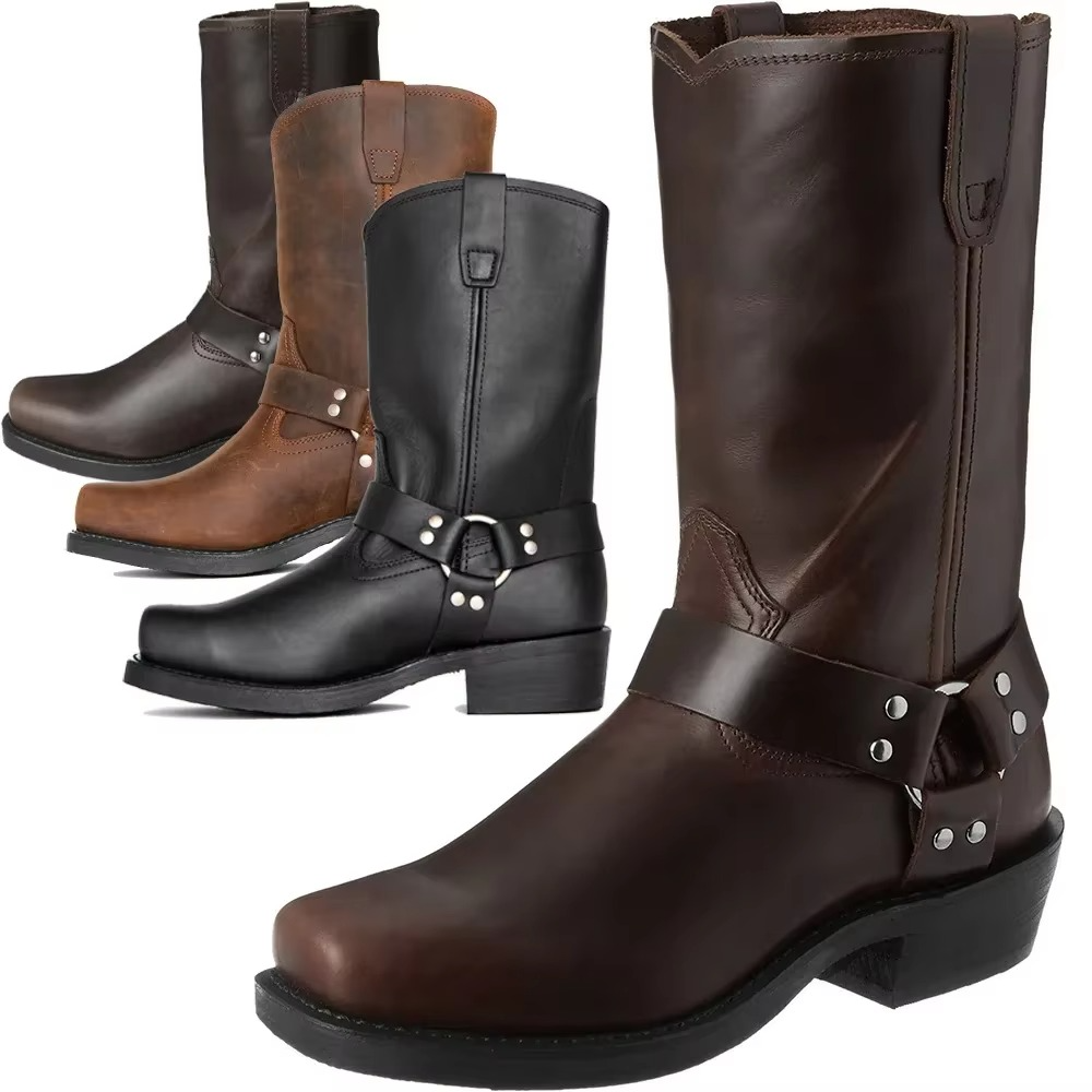 Men's Western Boots | Slip-On, Mid-Calf, PU Leather