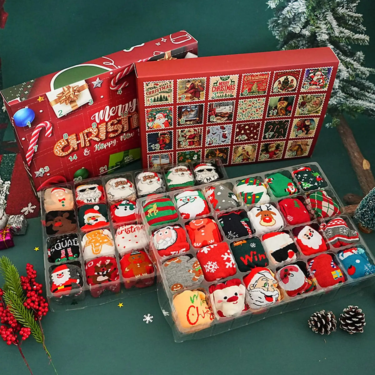 Sock Advent Calendar 24 Days Countdown 12 Pairs Winter Socks Unisex