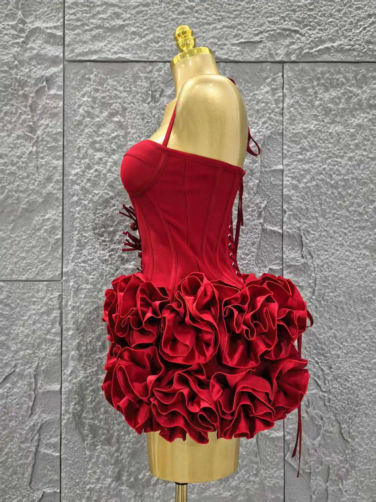 Christmas Party Dress | Women's Strapless Mini Dress, Mermaid Style, Bandage