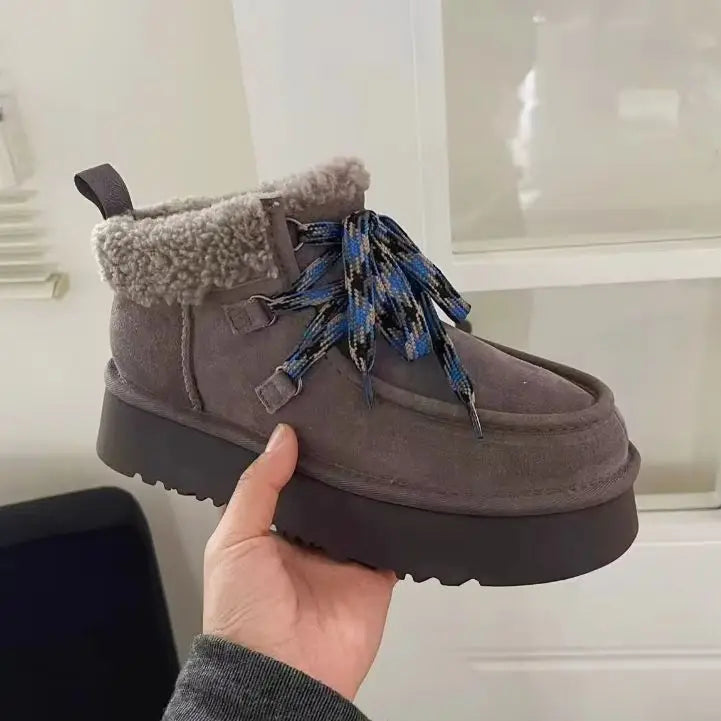 Snow Boots | Women's Sheepskin Ankle Boots, Wool Lined | Warm Winter