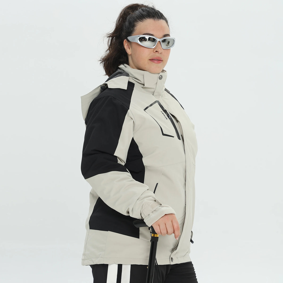Womens 3 in 1 waterproof jacket fleece lined with hood, plus size windproof