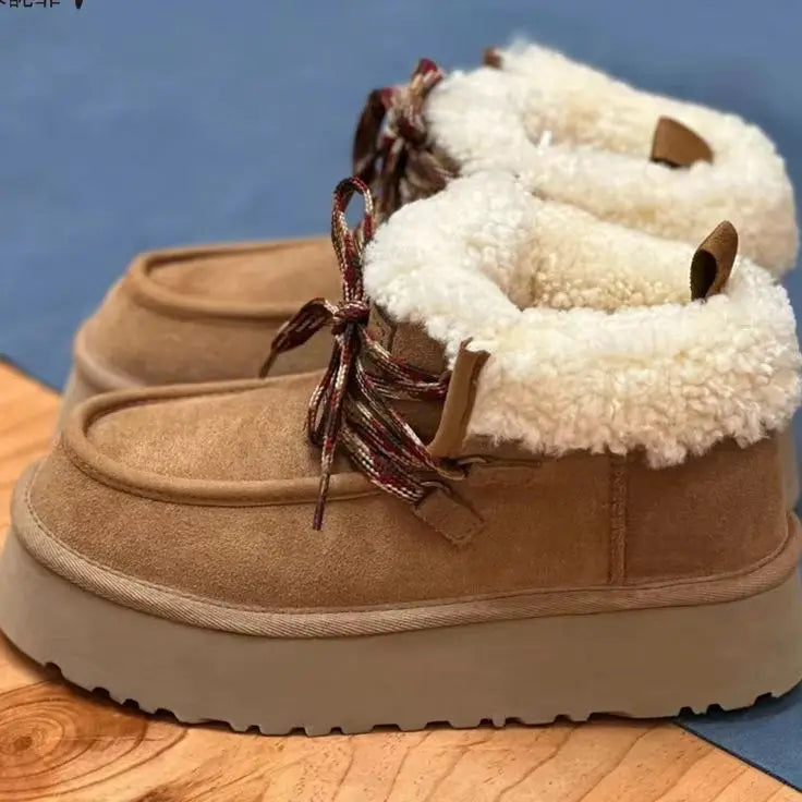 Snow Boots | Women's Sheepskin Ankle Boots, Wool Lined | Warm Winter