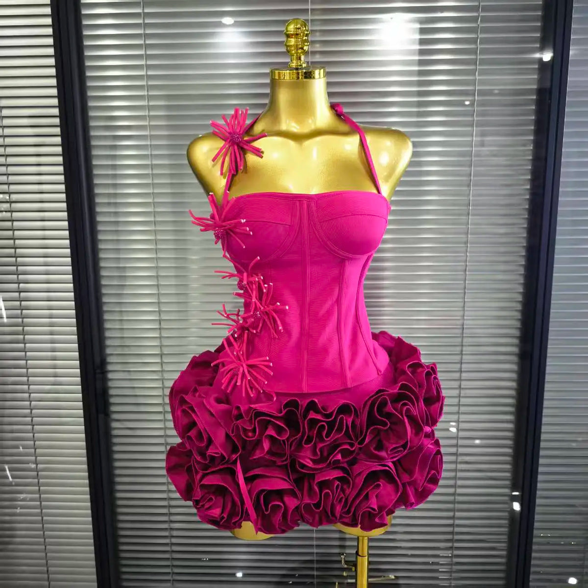 Christmas Party Dress | Women's Strapless Mini Dress, Mermaid Style, Bandage