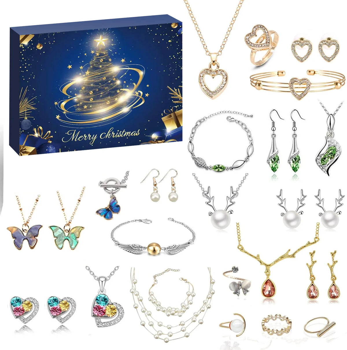 Jewelry Advent Calendar 24 Days Christmas Countdown Womens Set