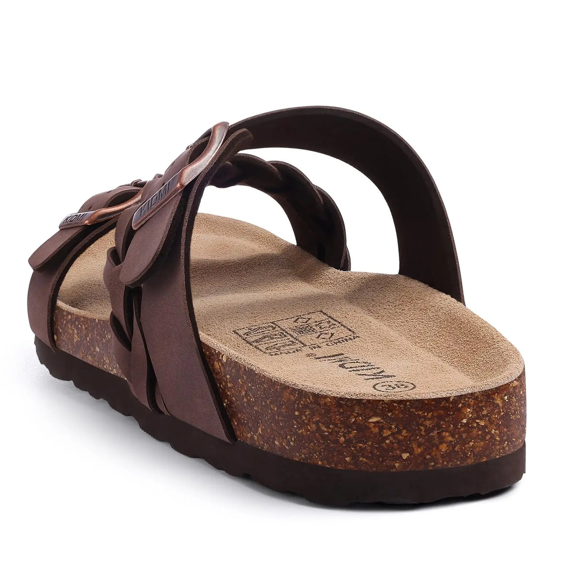 Orthopedic sandals women cork contoured footbed with arch support and buckle strap