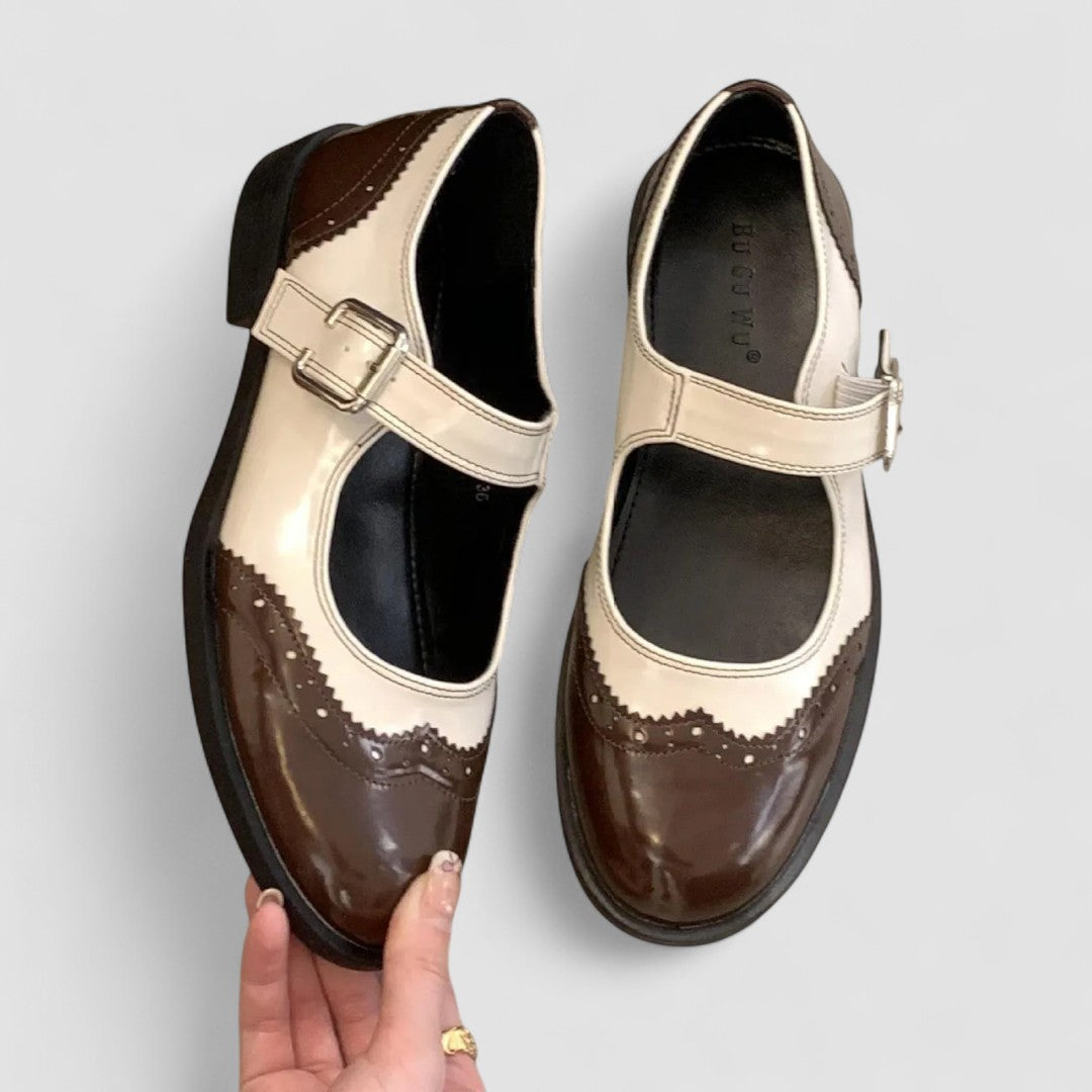 Women's Mary Jane Shoes | Two-Tone, Buckle Strap | Vintage Brogue